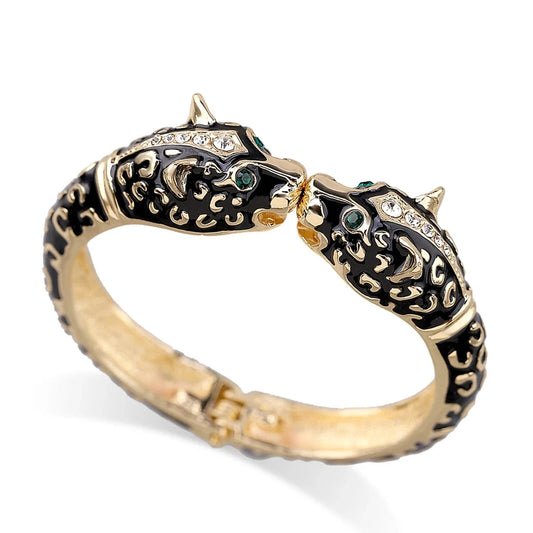 6 Colors  Cuff Bangle Gold-Color Fashion Bracelet Double Leopard Jewelry